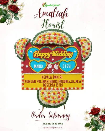 Karangan Papan Bunga Pernikahan di Sindangresmi